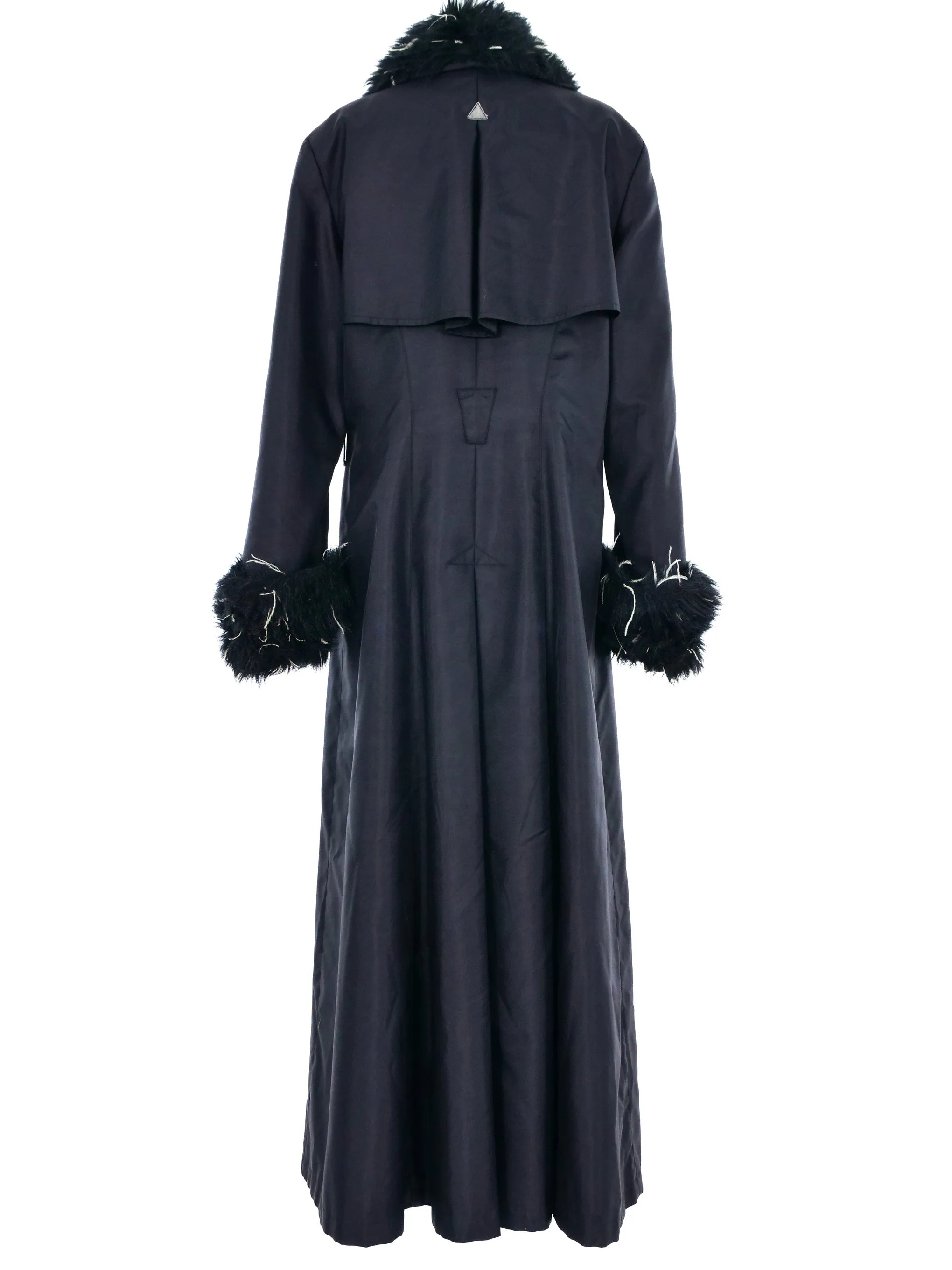1990s Thierry Mugler Faux Fur Trimmed Nylon Trench Coat