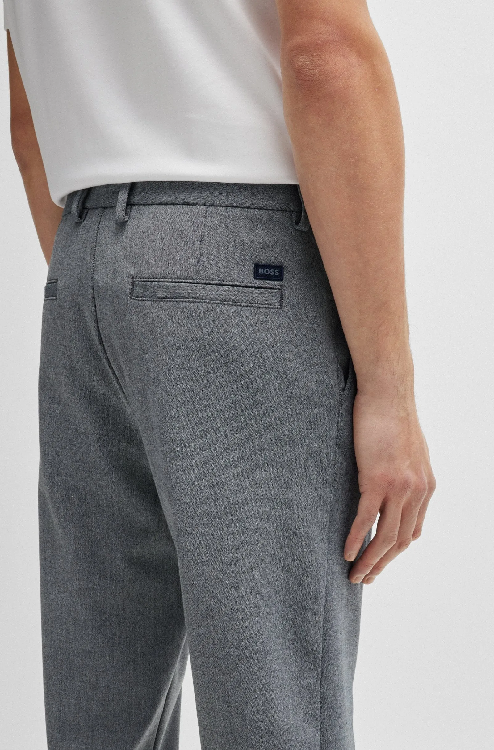 BOSS - H-KANE Blue Regular-fit Trousers In Melange Stretch Panama 50523057 404