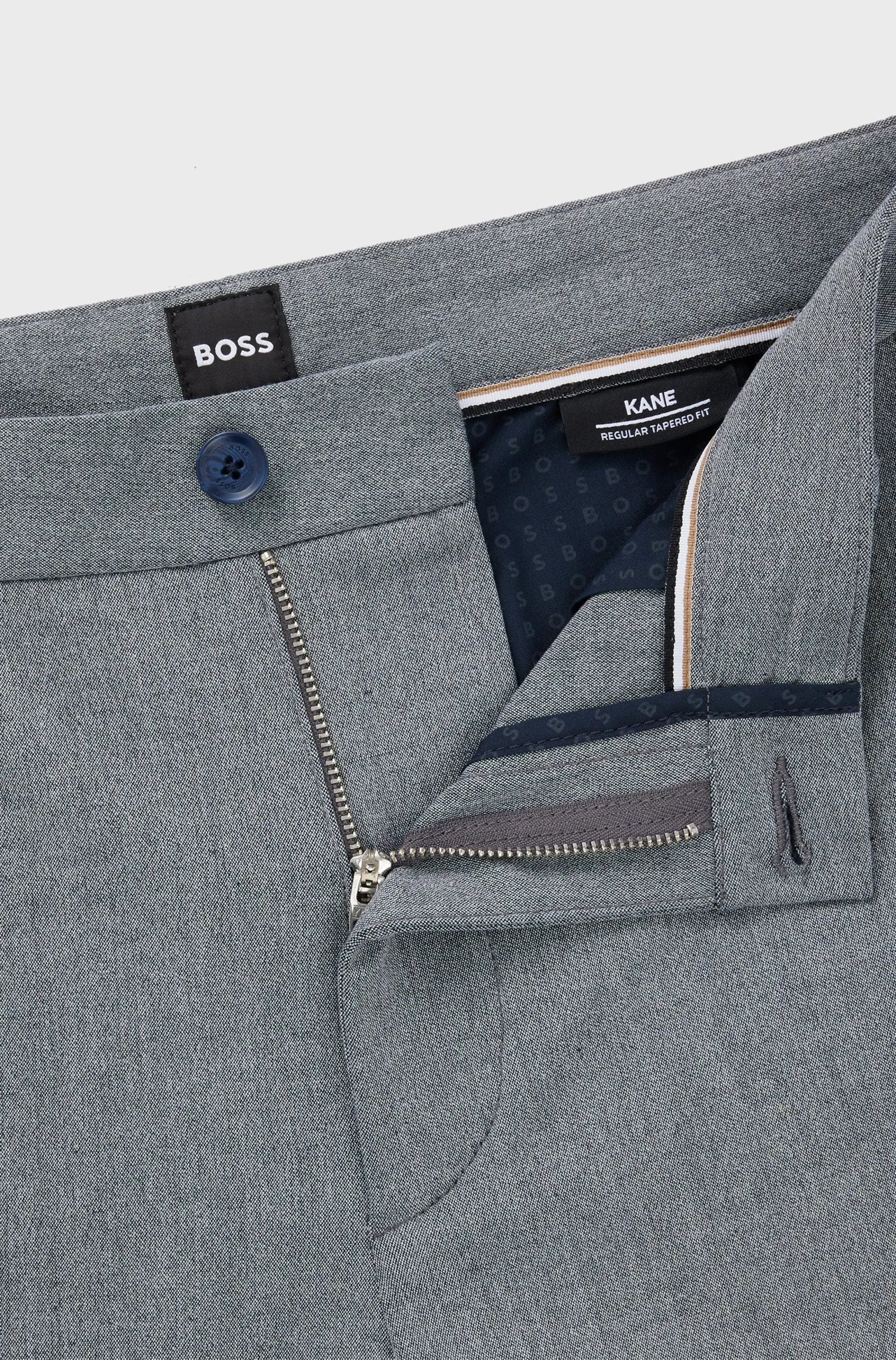 BOSS - H-KANE Blue Regular-fit Trousers In Melange Stretch Panama 50523057 404