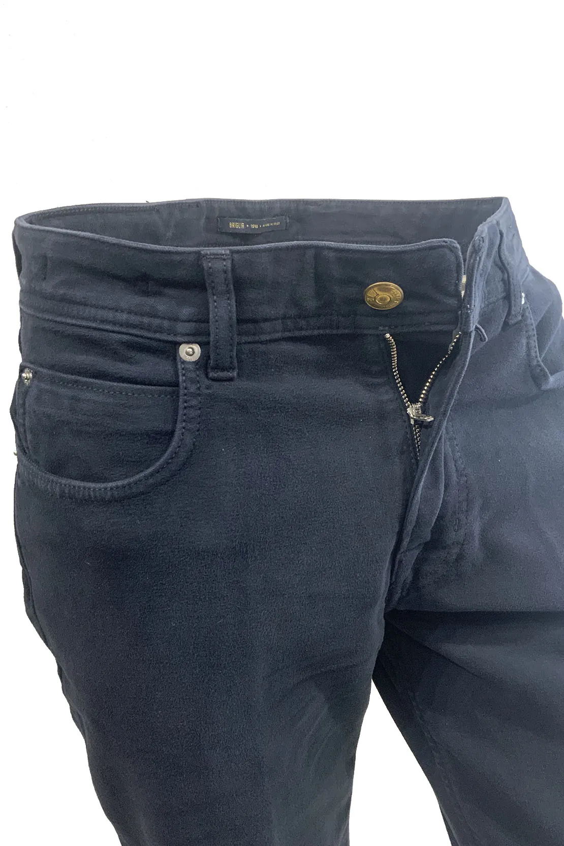 BRIGLIA 1949 - STEVE Navy Brushed Cotton Stretch Moleskin Feel Jeans 424507 511
