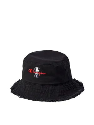 CHAMPION FRAYED EDGE BUCKET HAT - BLACK - CLEARANCE