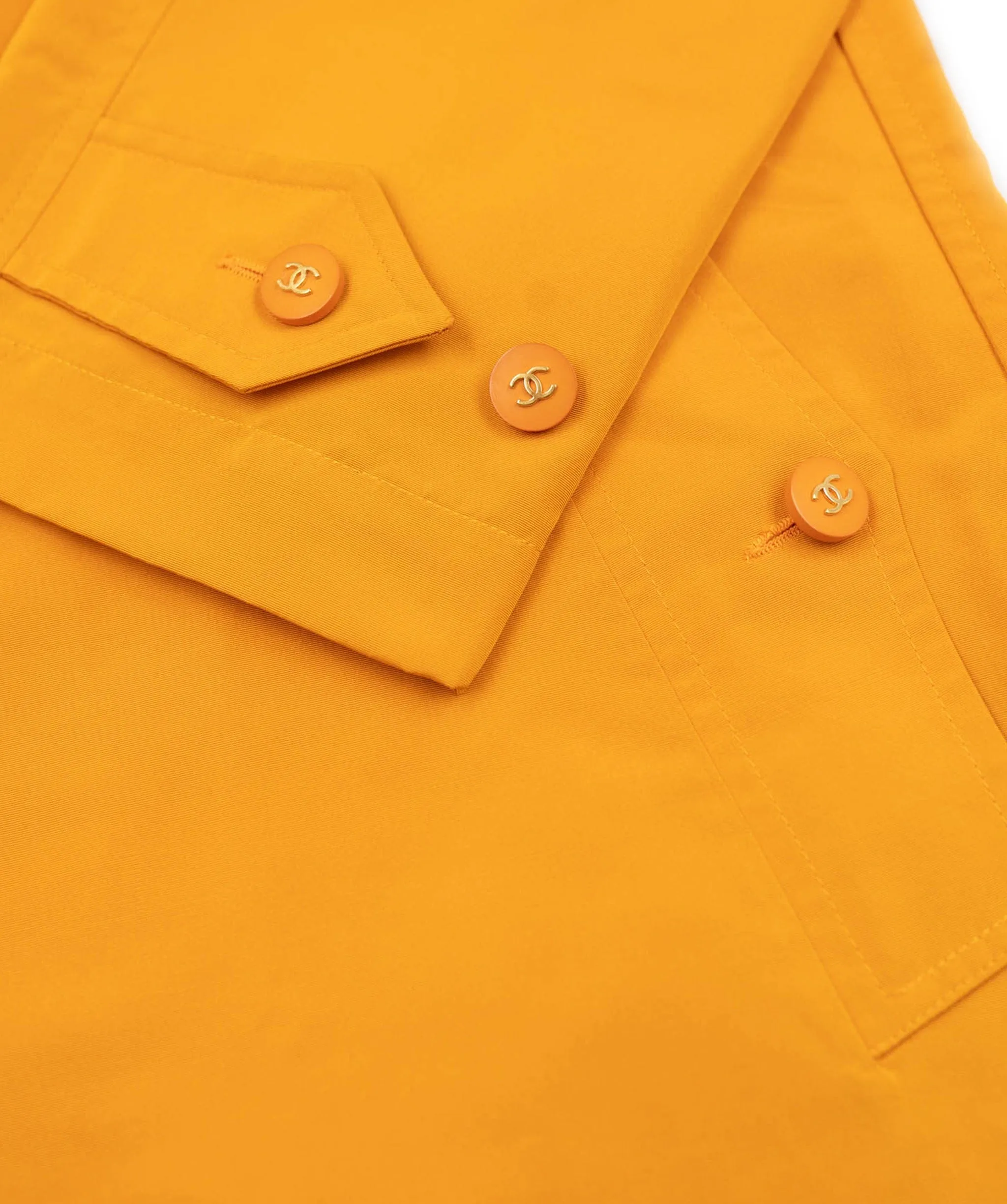 Chanel CC Buttons Trench Coat Orange ASL4664