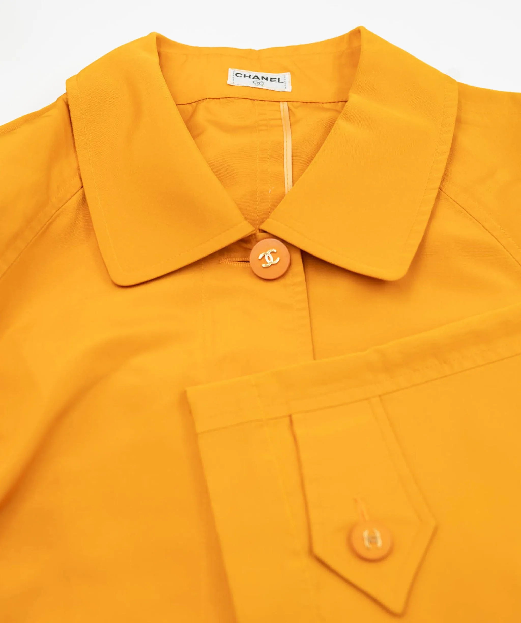 Chanel CC Buttons Trench Coat Orange ASL4664