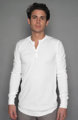 Dragon Foxx™ Men's White Long Sleeve Henley