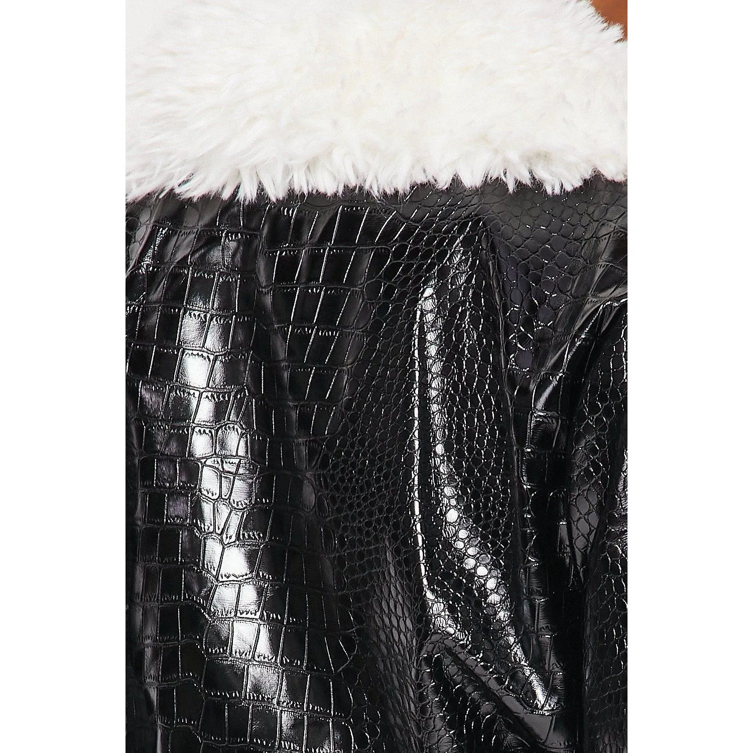 Faux Leather Coat (Black)
