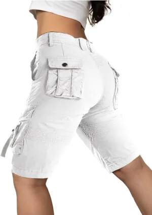Flamingals Hiking Shorts for Women Flap Pocket Design Bermuda Cargo Shorts 2025 Trendy