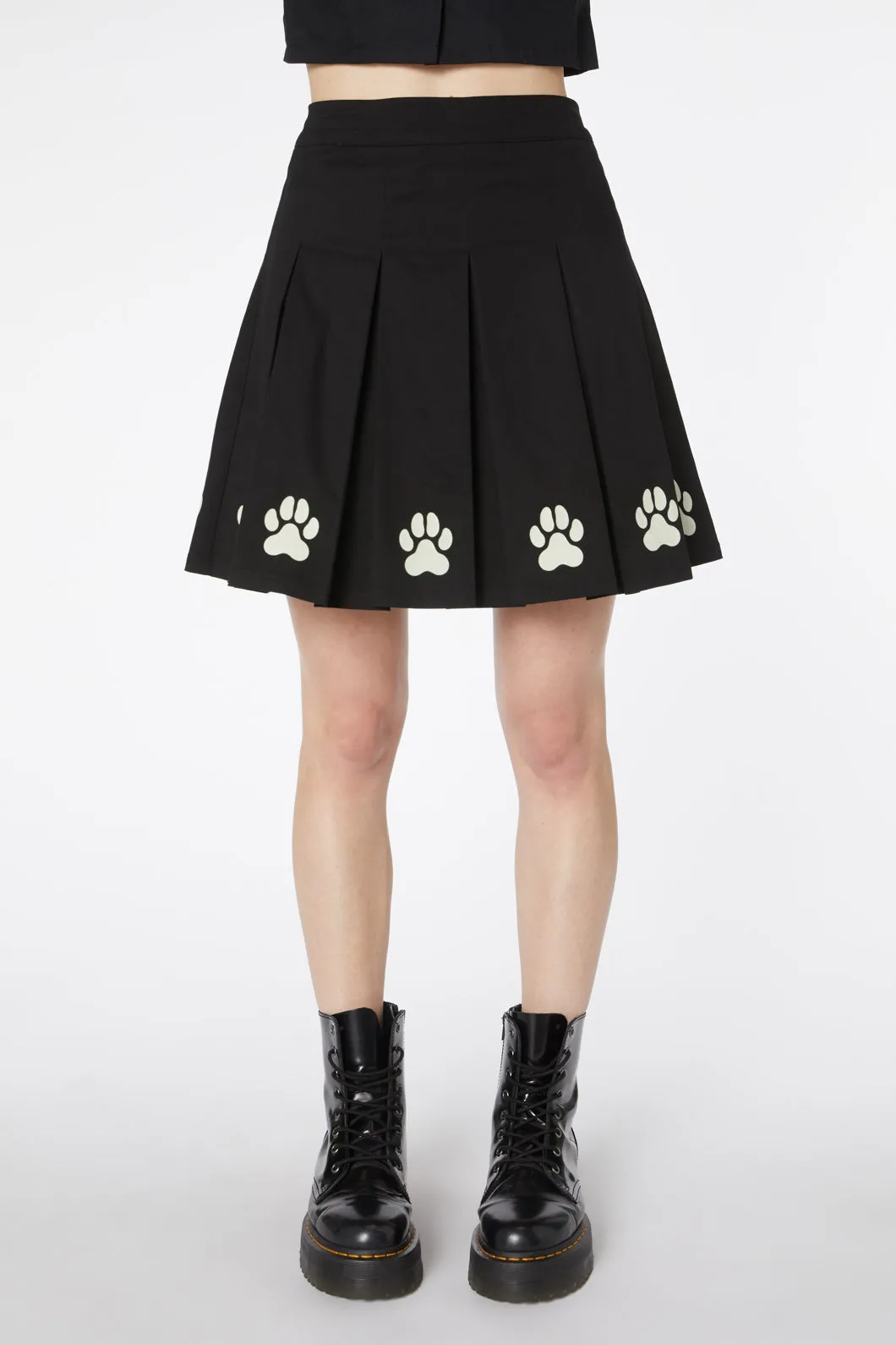 Flock Paw Print Pleat Skirt