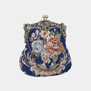 Floral Blue Chatelaine Purse Large