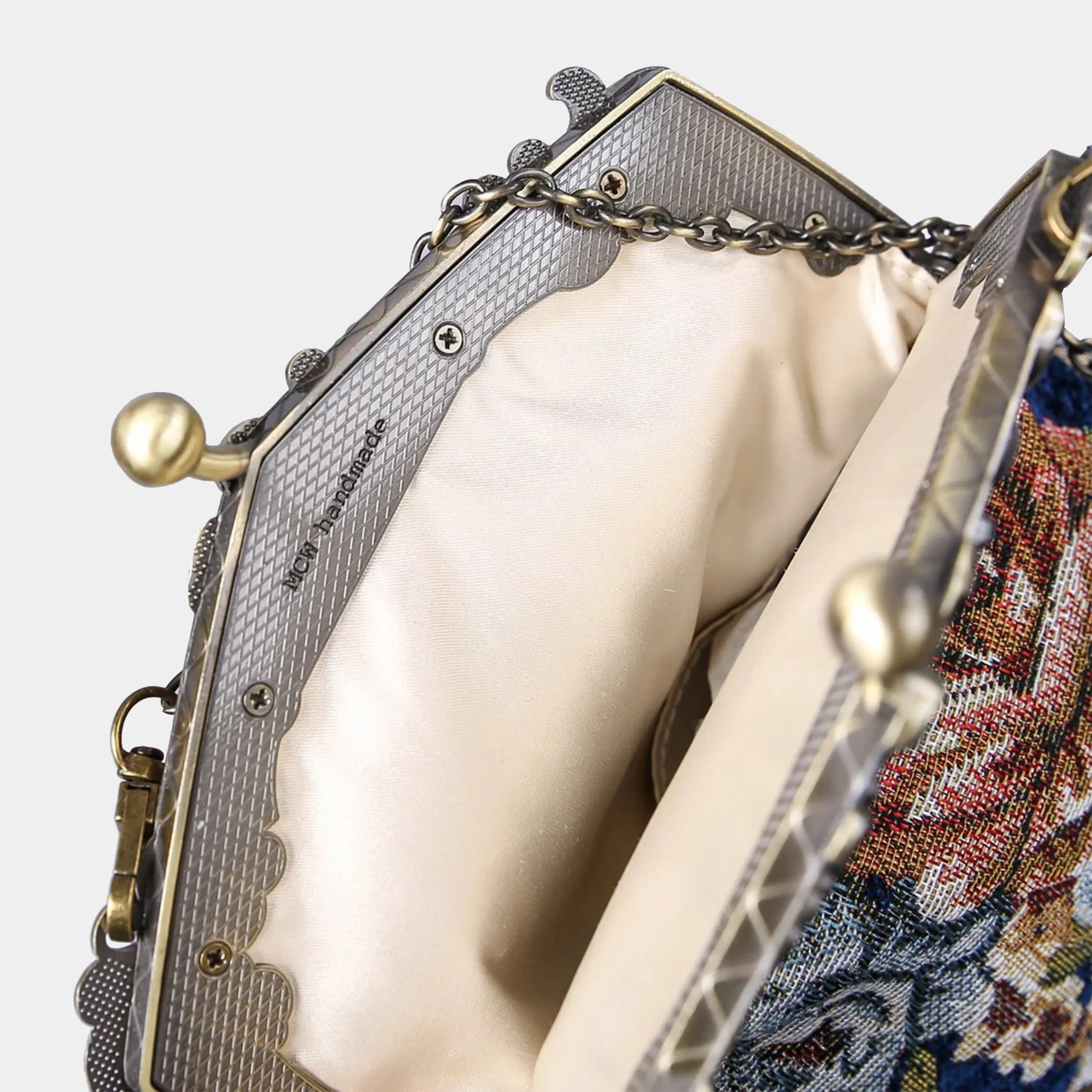 Floral Blue Chatelaine Purse Large