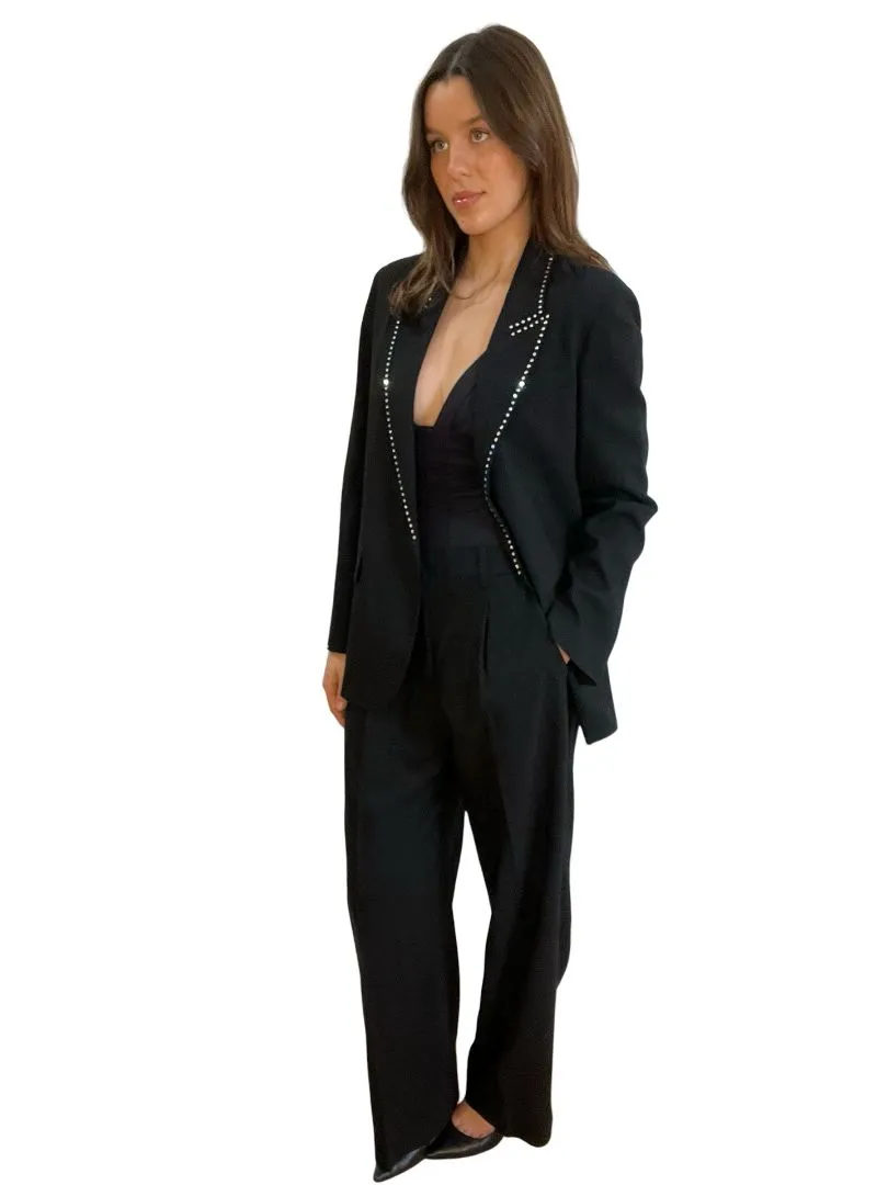 Forte_forte Black Suit w Embellished Jacket Collar. Size: 2
