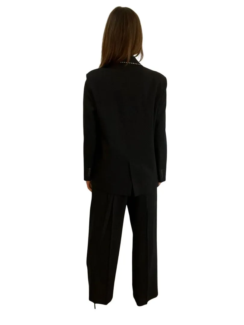 Forte_forte Black Suit w Embellished Jacket Collar. Size: 2