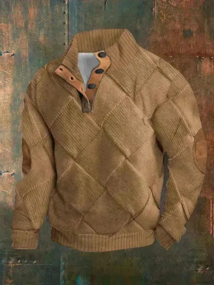 Half button Sweatshirt Men's Winter 3d Digital Printing Pullover Crew neck