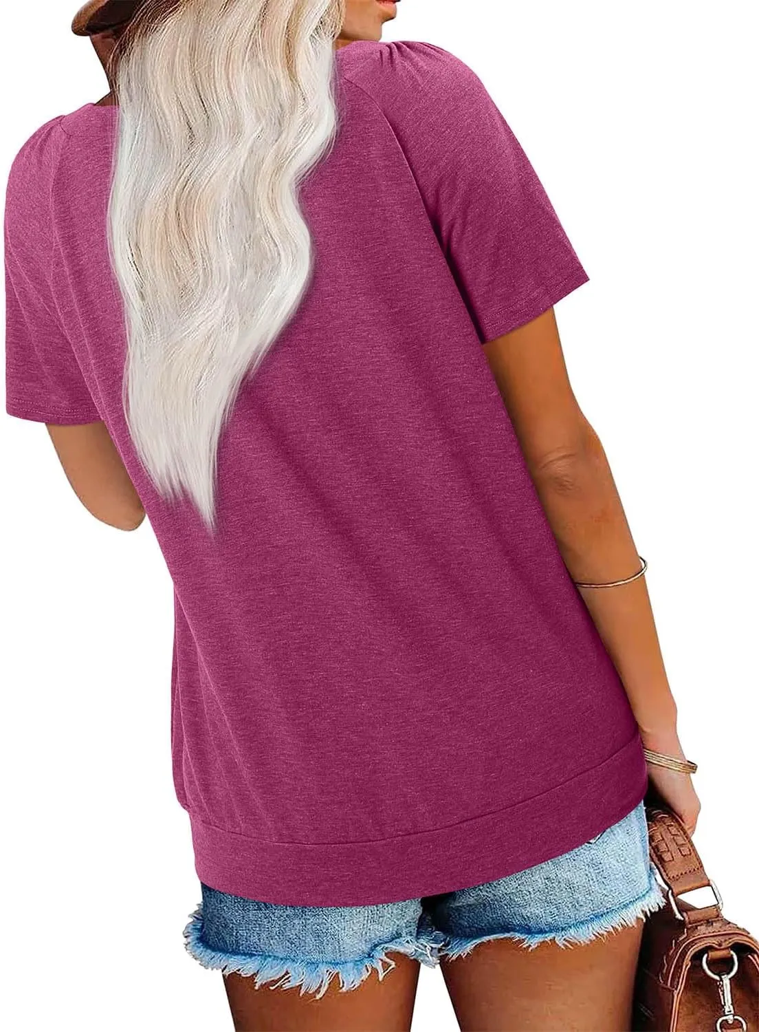 KISSMODA Womens Summer Tops 2025 Trendy Casual Short Sleeve Shirts Dressy Cute Pleated Loose Blouses S-3XL
