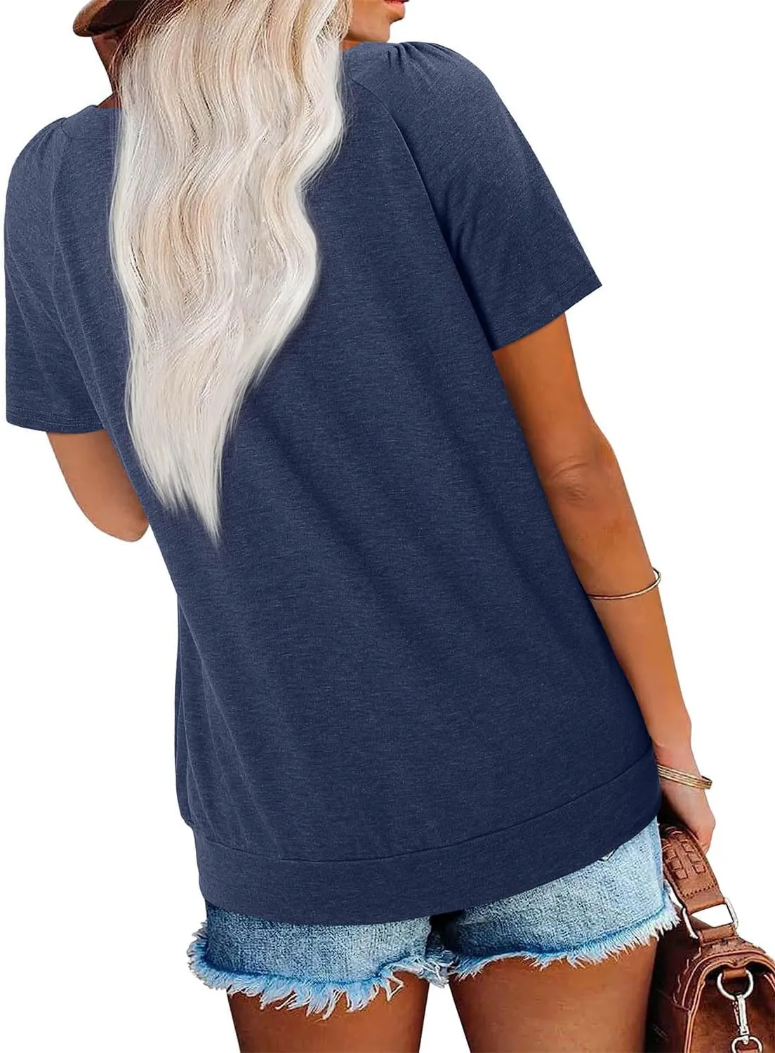 KISSMODA Womens Summer Tops 2025 Trendy Casual Short Sleeve Shirts Dressy Cute Pleated Loose Blouses S-3XL