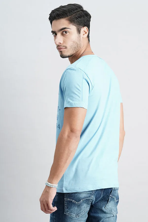 Lt Blue Half Sleeve Henley Neck Tee