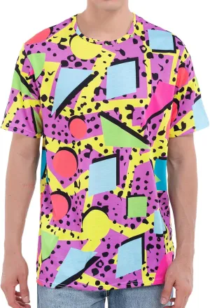 M YESCUSTOM 80s 90s T-Shirts for Men Retro Vintage Hip Hop Disco Party Tee Shirt Neon Big and Tall Summer Beach Outfits