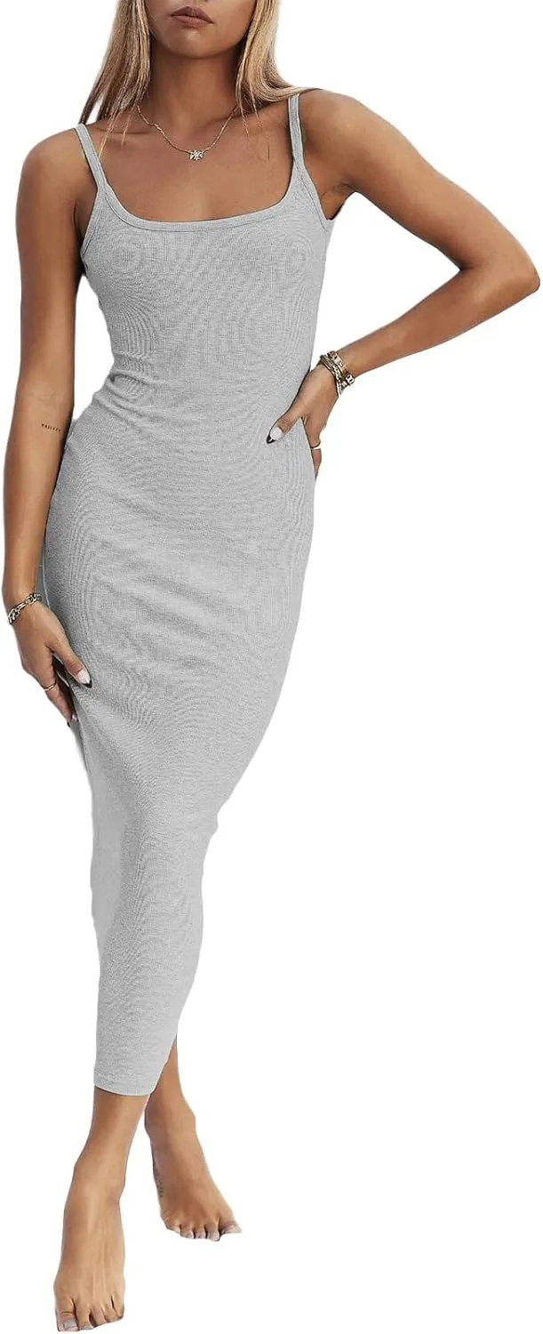 Meihuida Women Cut Out Dress Y2k Summer Sexy Halter Neck Sleeveless Backless Knitted Bodycon Cutout Dress