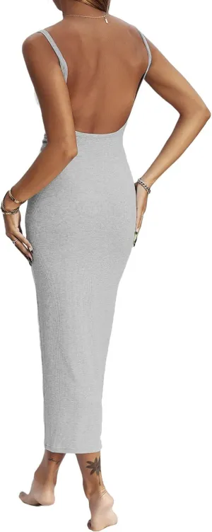 Meihuida Women Cut Out Dress Y2k Summer Sexy Halter Neck Sleeveless Backless Knitted Bodycon Cutout Dress