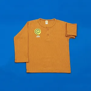 Mustard Waffle-knit Henley