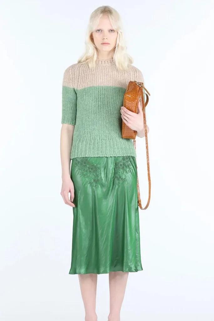 No.21 - Two-Tone Cut Out Sweater: Fantasy Green