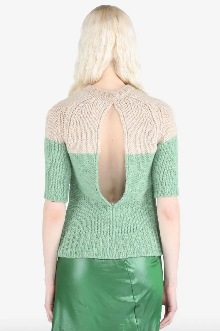 No.21 - Two-Tone Cut Out Sweater: Fantasy Green
