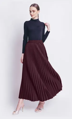 Olivia Pleated Skirt in Plum