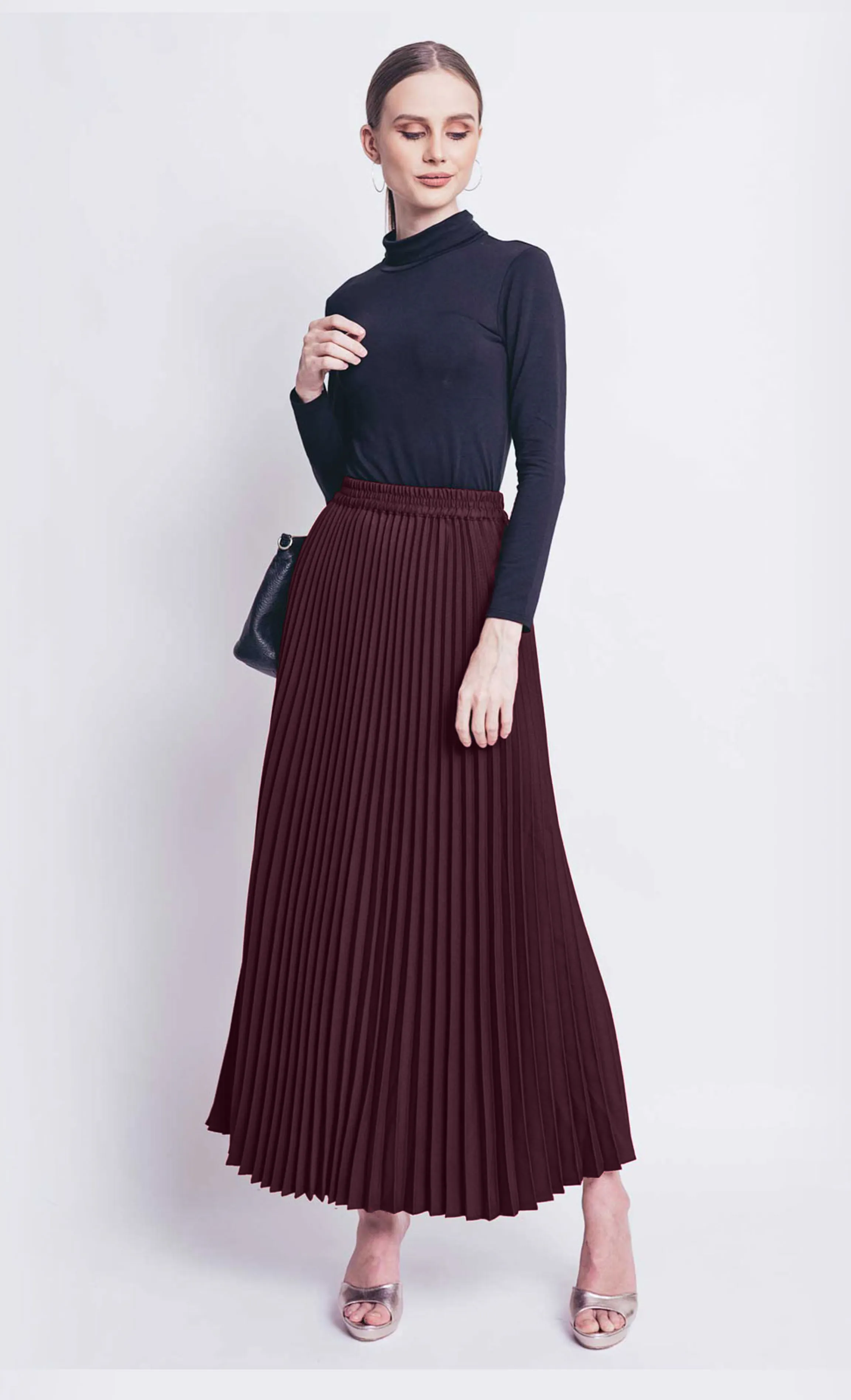 Olivia Pleated Skirt in Plum