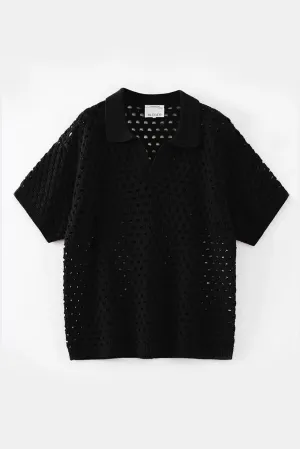 OVERSIZED OPEN KNIT POLO