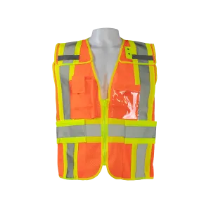 OVM2-PSV Orange Mesh/Lime Contrast Two Tone Expandable Breakaway Public Safety Vest