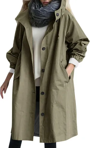 PeQAQ Women's Trench Coat Long Double-Breasted Fall Fashion Windbreaker Jackets 2023 Classic Lapel Slim Overcoat Outerwear