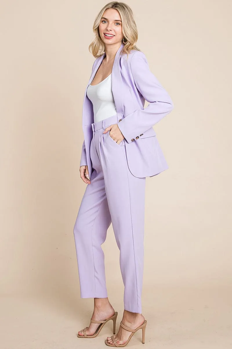 Single Breasted Blazer & High Waisted Pants Set