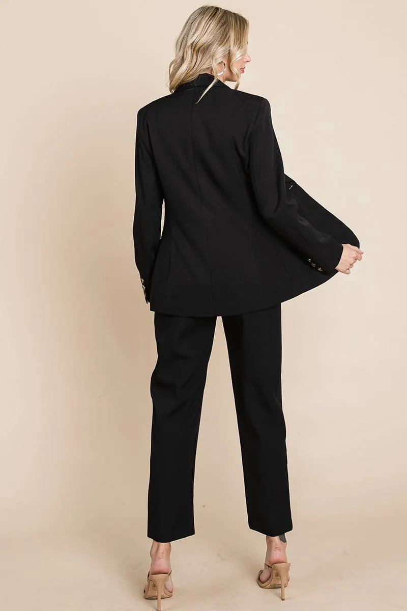Single Breasted Blazer & High Waisted Pants Set