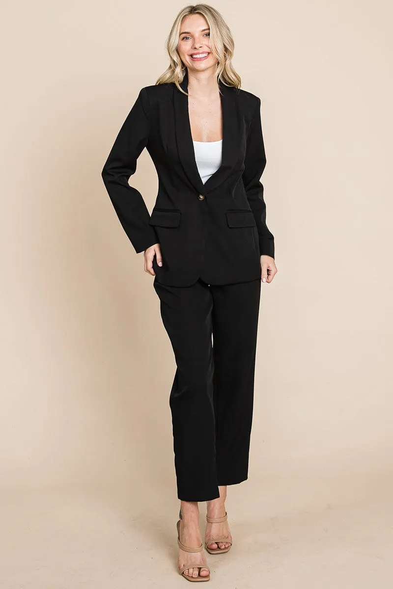 Single Breasted Blazer & High Waisted Pants Set