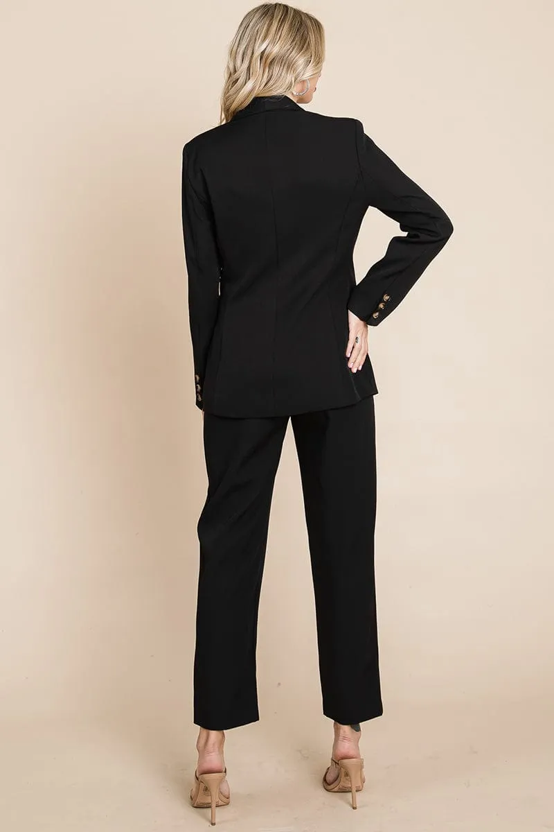 Single Breasted Blazer & High Waisted Pants Set