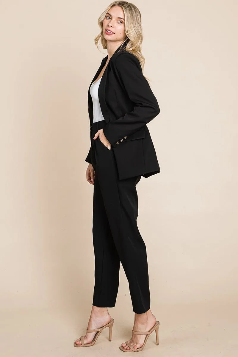 Single Breasted Blazer & High Waisted Pants Set