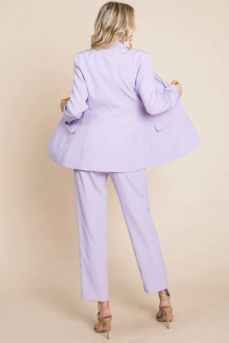 Single Breasted Blazer & High Waisted Pants Set