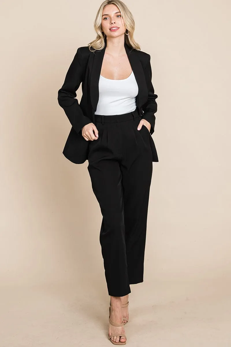 Single Breasted Blazer & High Waisted Pants Set