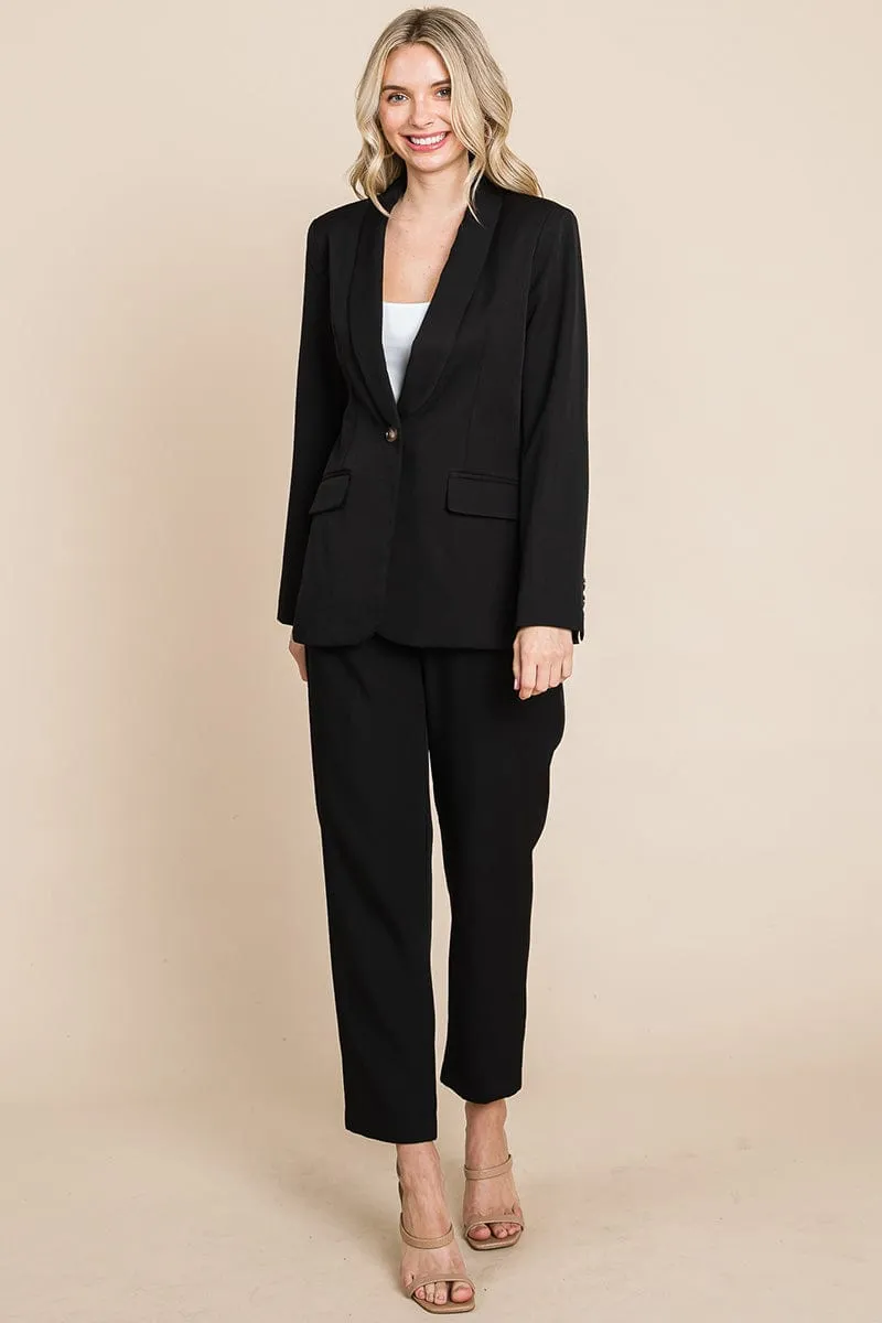 Single Breasted Blazer & High Waisted Pants Set