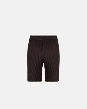 Valentino Pleated Technical Nylon Bermuda Shorts Ebony