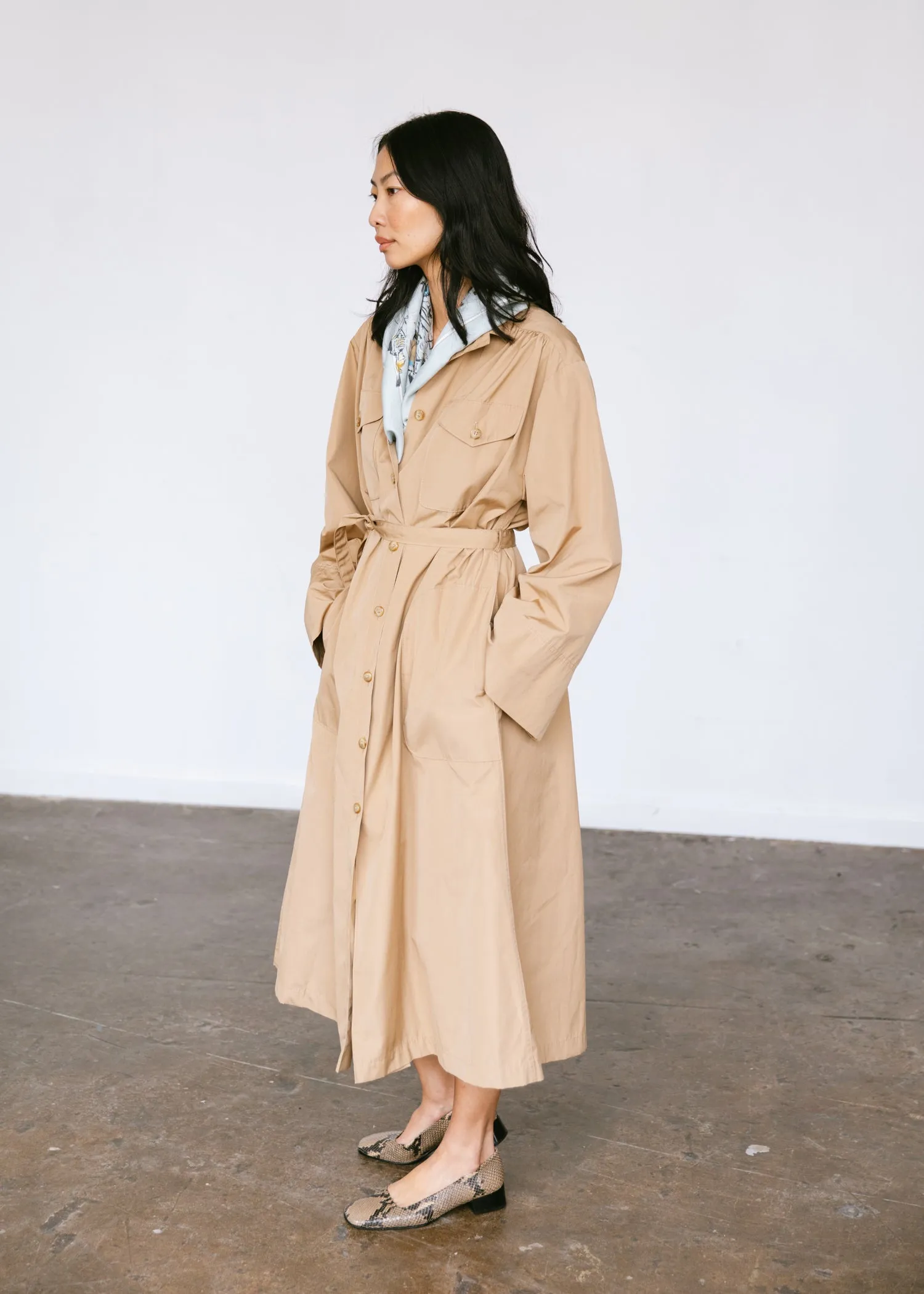 Vintage 1970s Jaeger Oversized Pleated Coat in Tan