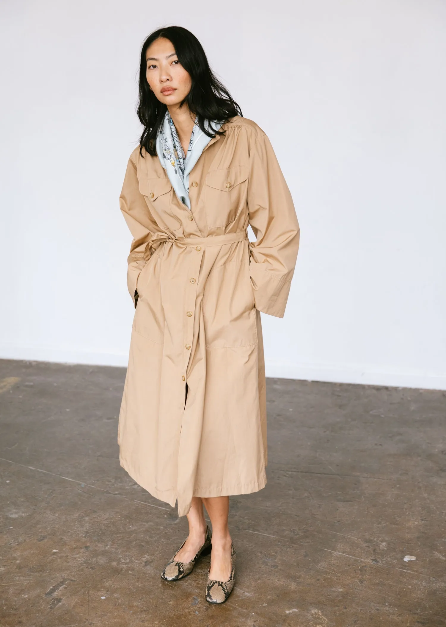 Vintage 1970s Jaeger Oversized Pleated Coat in Tan