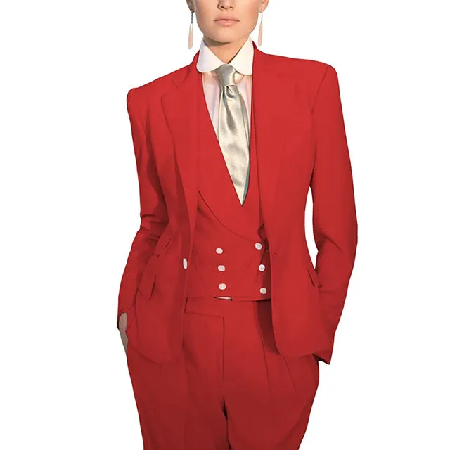 Women Suit 3 Piece Business Formal Work Wear Slim Pants Suit Blazer   Pants