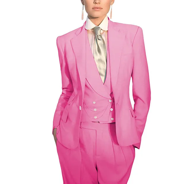 Women Suit 3 Piece Business Formal Work Wear Slim Pants Suit Blazer   Pants