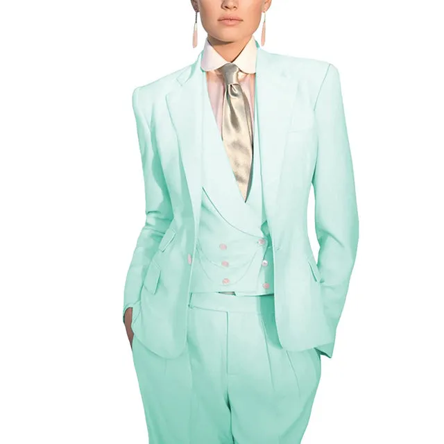 Women Suit 3 Piece Business Formal Work Wear Slim Pants Suit Blazer   Pants
