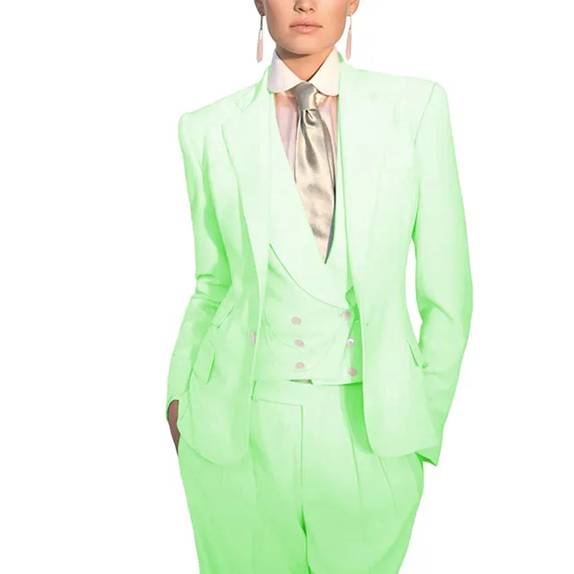 Women Suit 3 Piece Business Formal Work Wear Slim Pants Suit Blazer   Pants