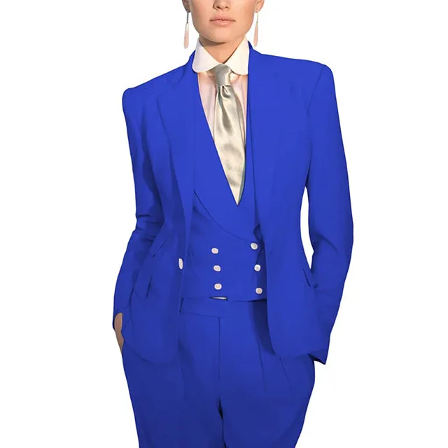 Women Suit 3 Piece Business Formal Work Wear Slim Pants Suit Blazer   Pants