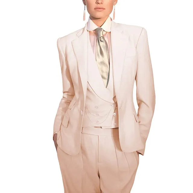 Women Suit 3 Piece Business Formal Work Wear Slim Pants Suit Blazer   Pants
