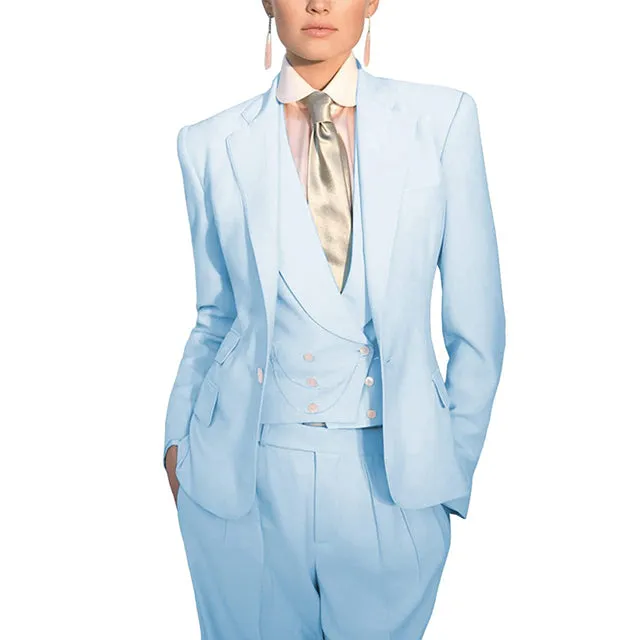 Women Suit 3 Piece Business Formal Work Wear Slim Pants Suit Blazer   Pants
