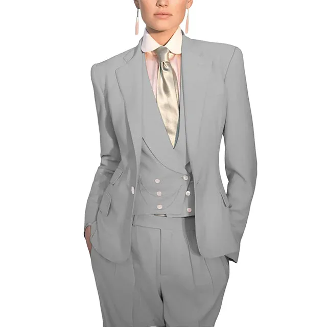 Women Suit 3 Piece Business Formal Work Wear Slim Pants Suit Blazer   Pants