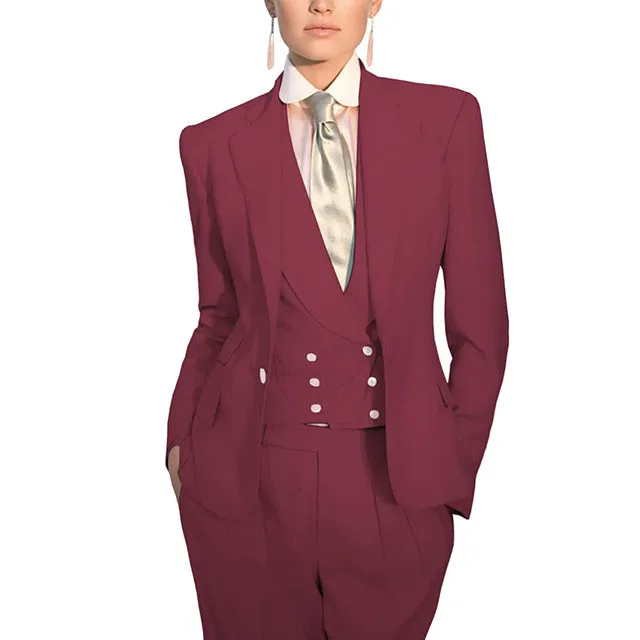 Women Suit 3 Piece Business Formal Work Wear Slim Pants Suit Blazer   Pants